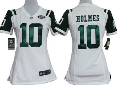 Womens Team Nike Jerseys New York Jets 10 Santonio Holmes White Game